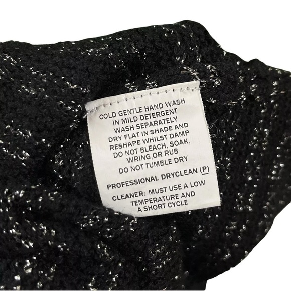 Alannah Hill Tweed Fringe Metallic Cardigan Sweater Black Silver Size AU 8 US 4 - Picture 6 of 7